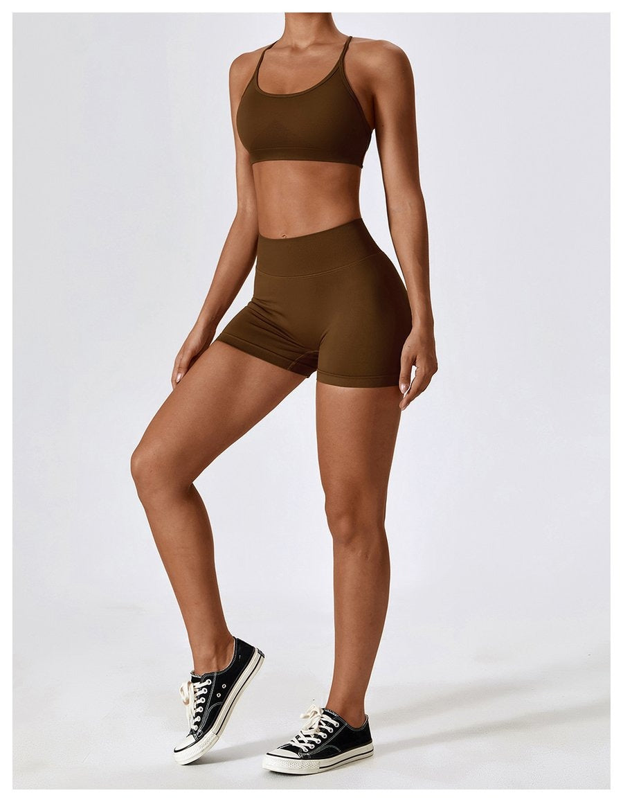 BREEHER V Waist Ruched Hip Lifting Quick Drying Shorts