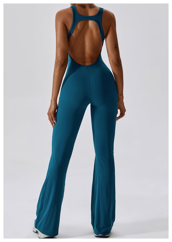 BREEHER Backless Flared Pants Quack Drying Highly Elastic Jumpsuits