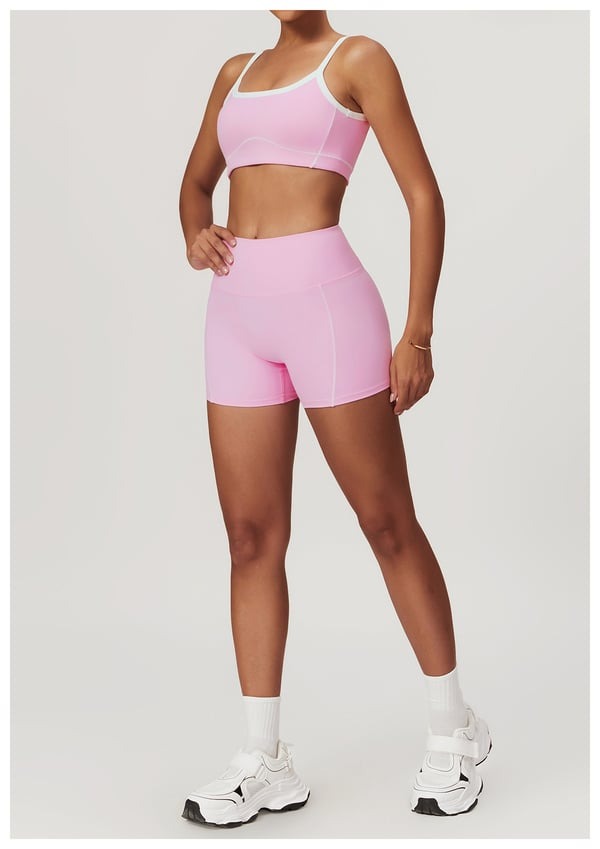 BREEHER Contrasting Color Lines Vest Shorts Two Piece Set Sports Suits