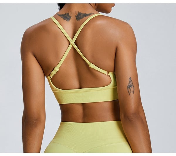 Sexy Backless Hollow Cross Strap Yoga Top With Chest Pads