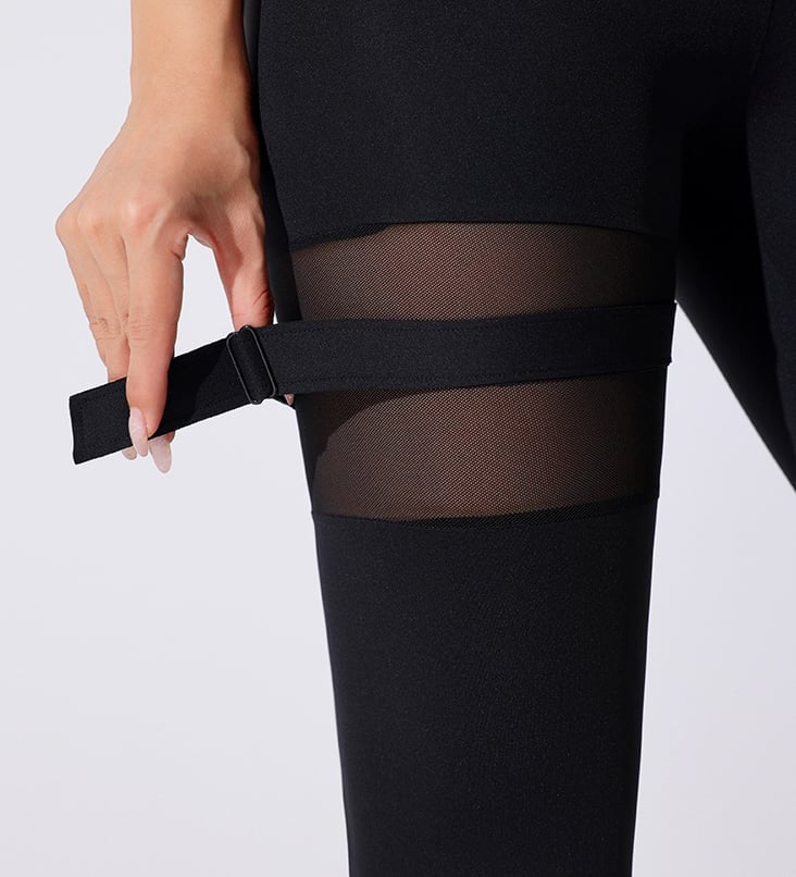 Mesh Functional Button High Waist Sexy Peach Hip Lifting Yoga Leggings