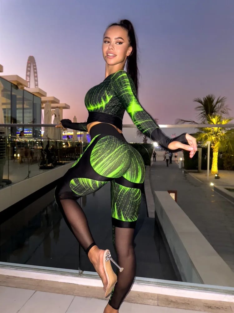 Sexy "Matrix" Stitching Mesh Peach Hip Lift Leggings