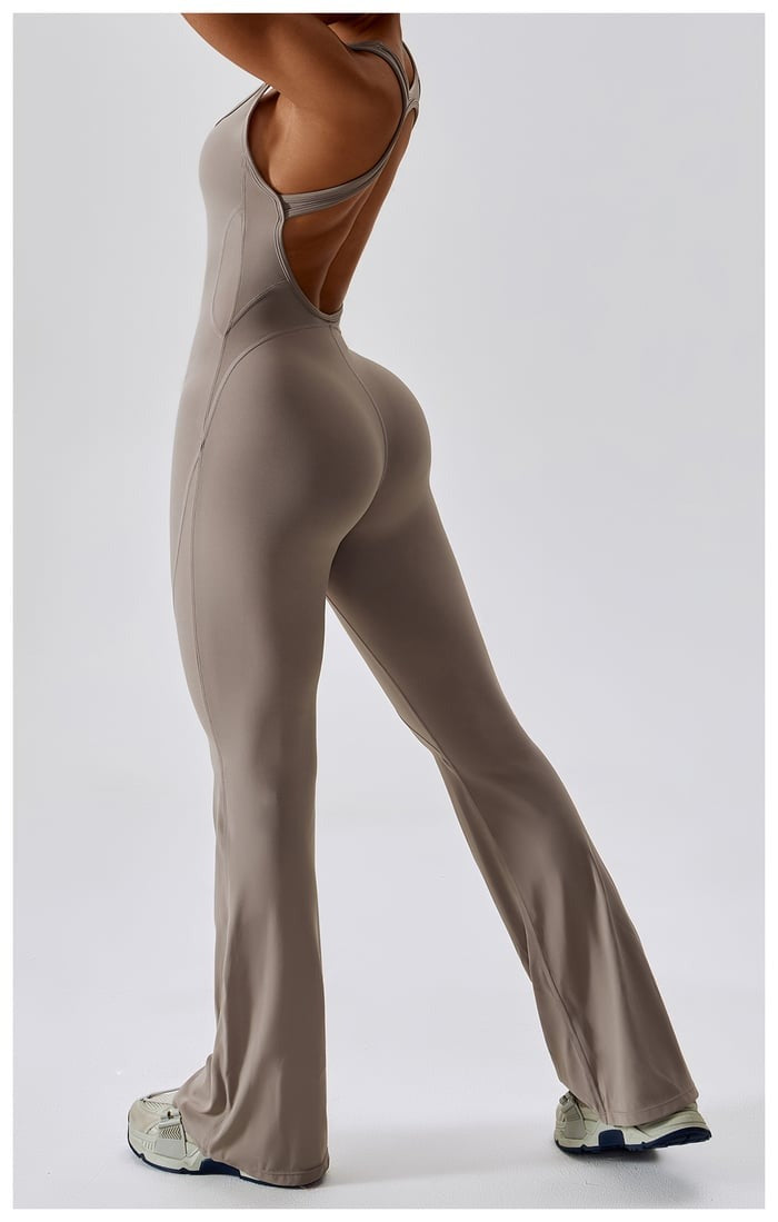 BREEHER Backless Flared Pants Quack Drying Highly Elastic Jumpsuits