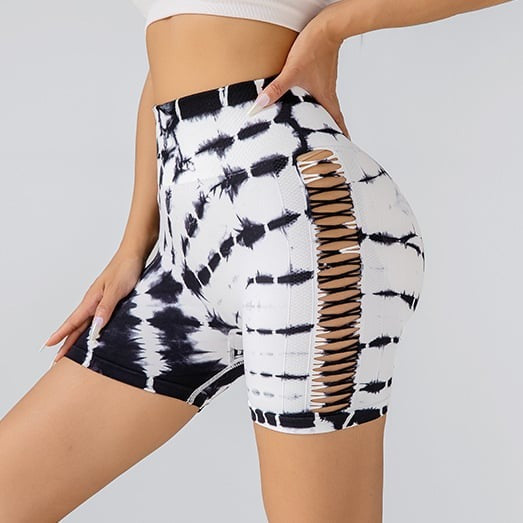 Hollow Gradient Color Hip-Lifting Yoga Shorts
