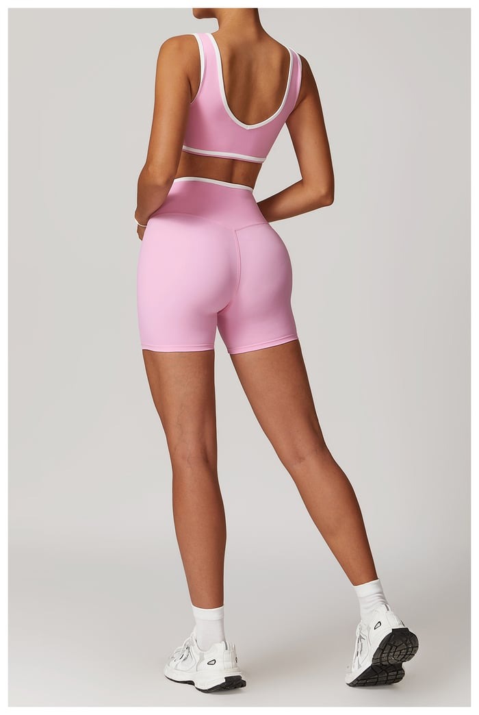 BREEHER Color Clash Vest Hip Lifting Shorts Two Piece Set Sports Suits