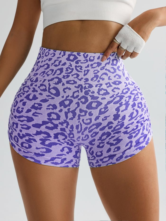 Female Leopard Print Seamless Booty Shorts