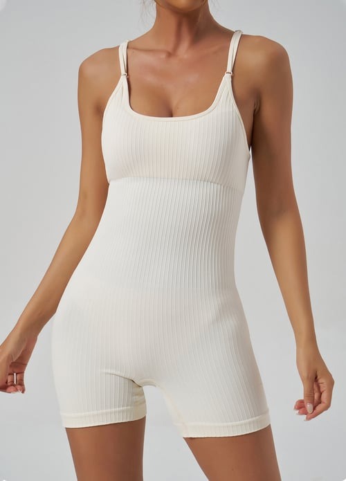 Ribbed Crisscross Backless Yoga Jumpsuit
