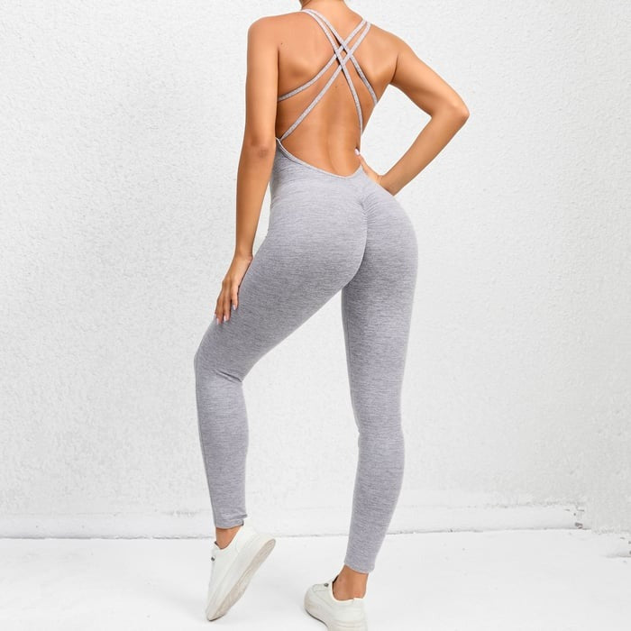 BREEHER Women's Backless Sports Yoga Fitness Jumpsuit