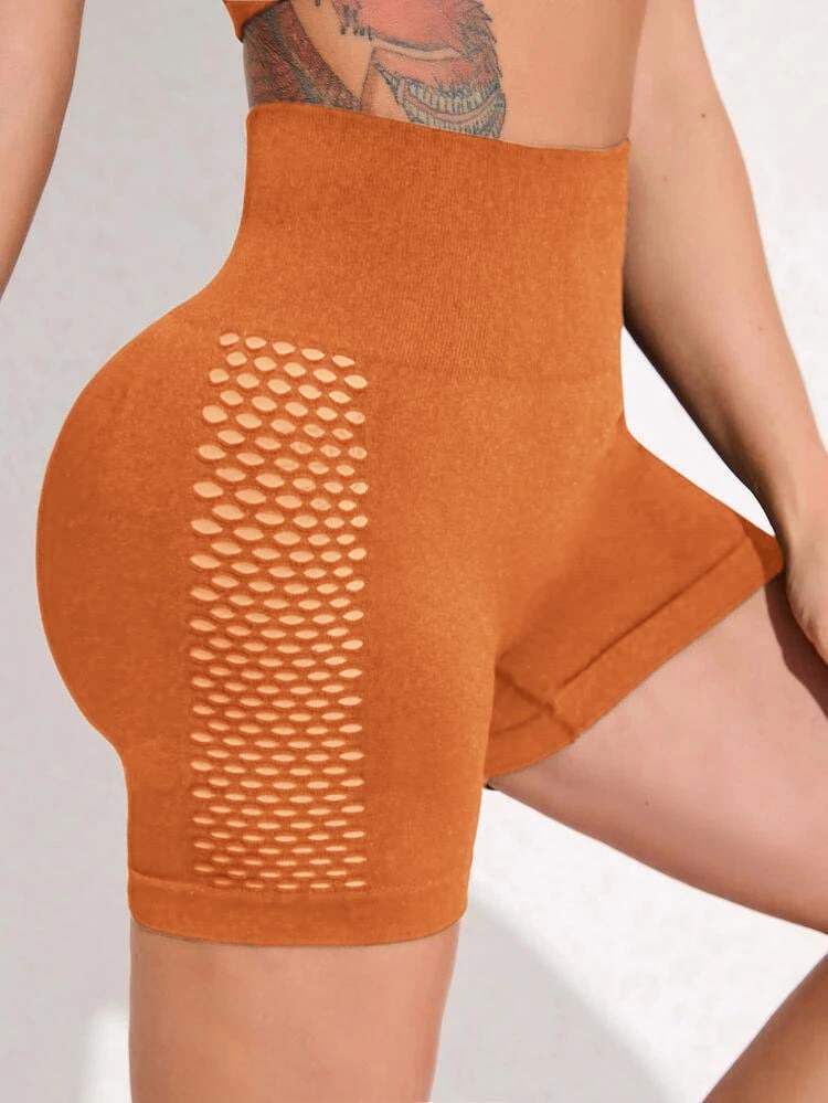 Hollow Seamless Yoga Pants Peach Hip Fitness Shorts