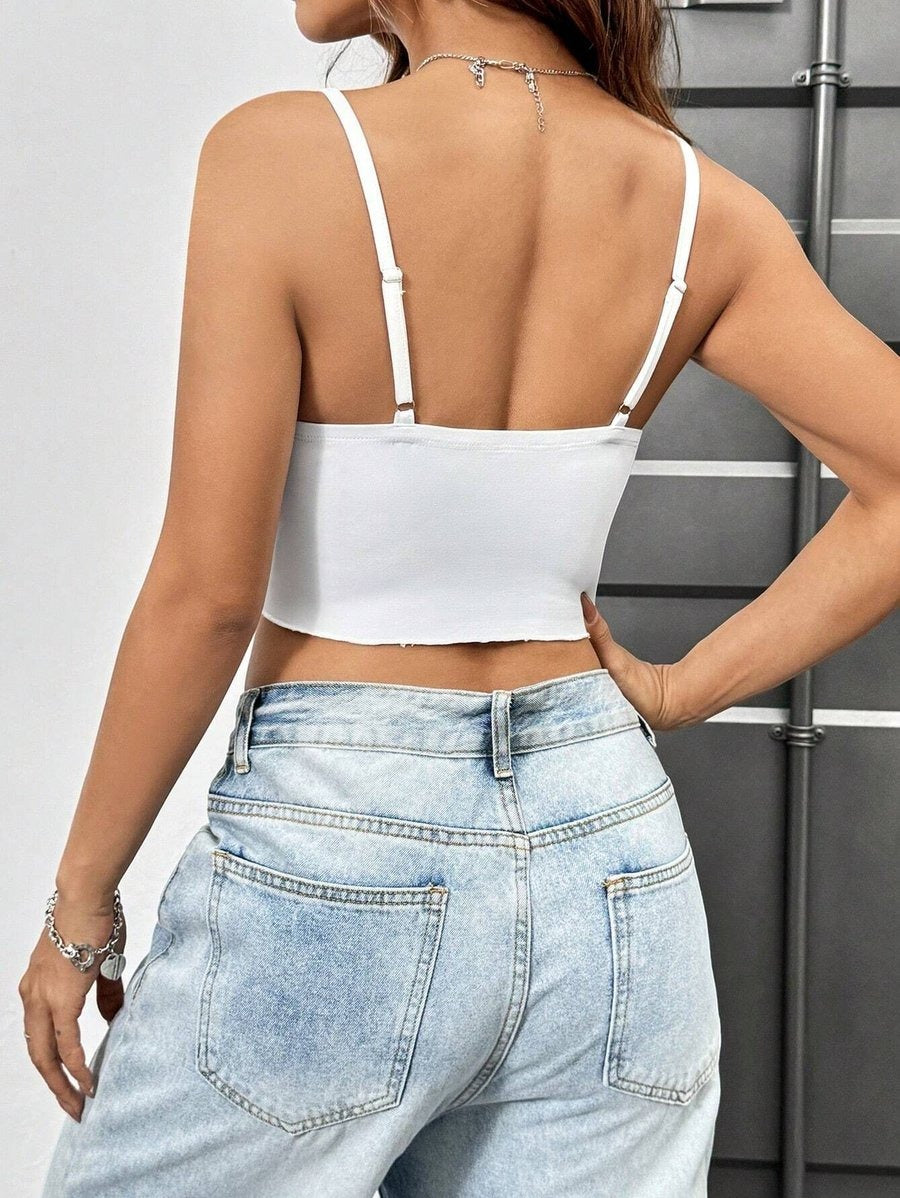 Sexy Spicy Twist Slit Camisole Cropped Top