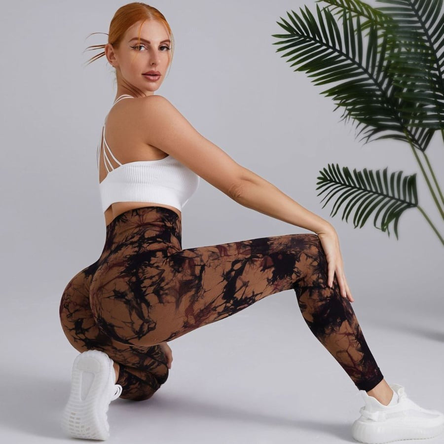 BREEHER Tie Dye High Waist Shaping Hip Lifting Leggings