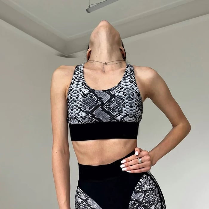 BREEHER Snake Pattern Splicing Sports Bras