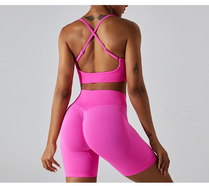 Sexy Backless Hollow Cross Strap Yoga Top With Chest Pads