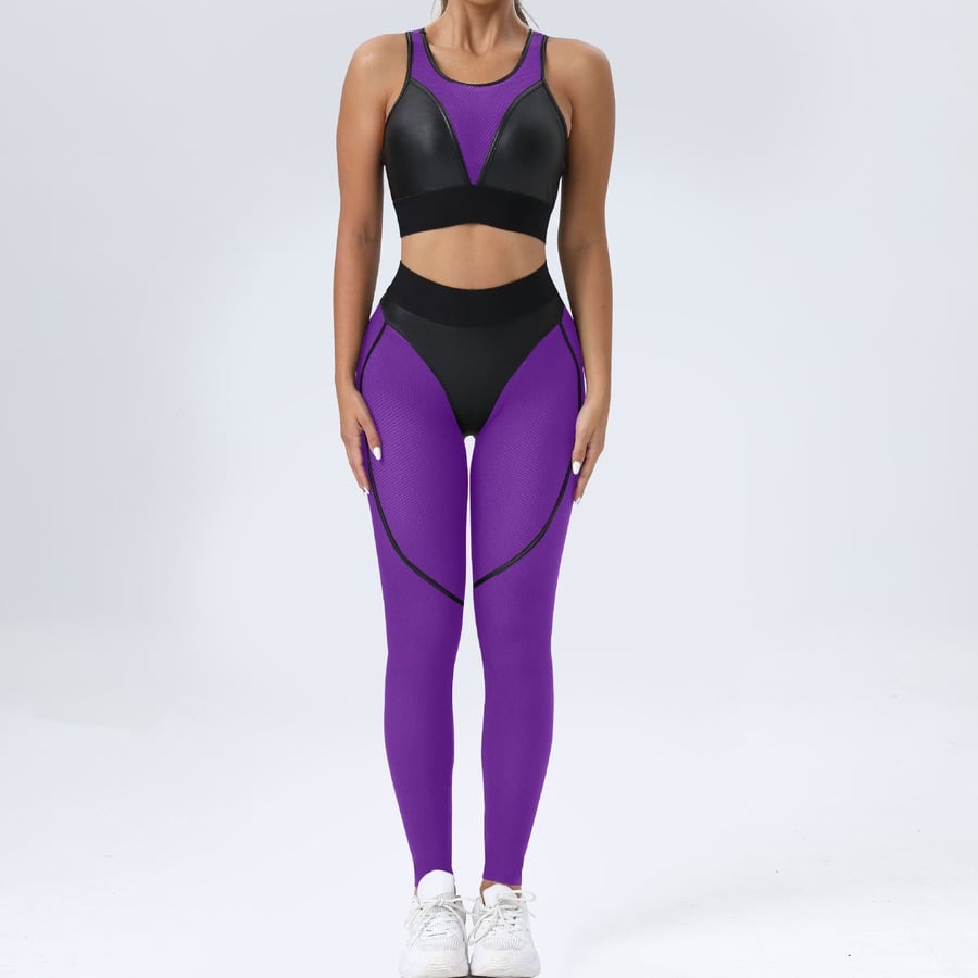 Colorful Mesh Splice Yoga Leggings