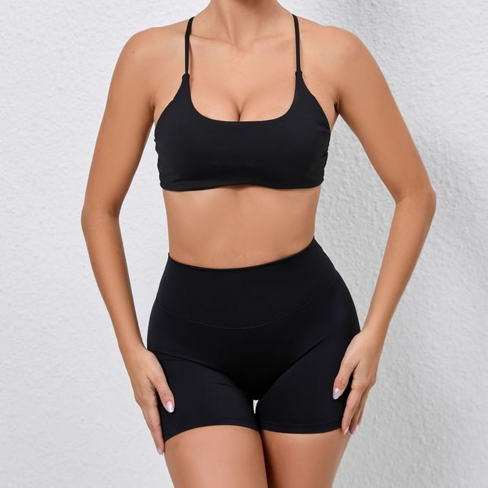 BREEHER Backless Shorts Two Piece Set Sports Suits