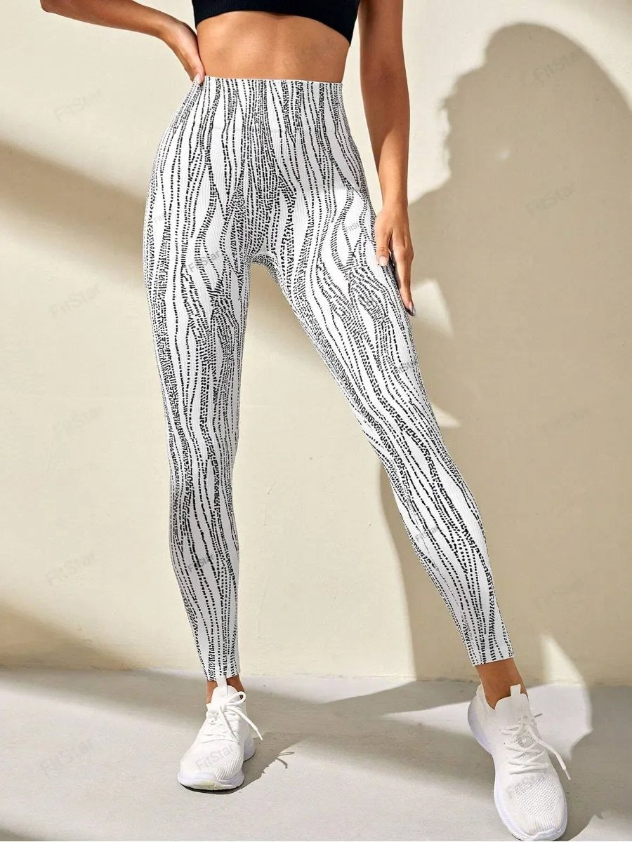 BREEHER Stripe Peach Hip-lifting Fitness Yoga Leggings