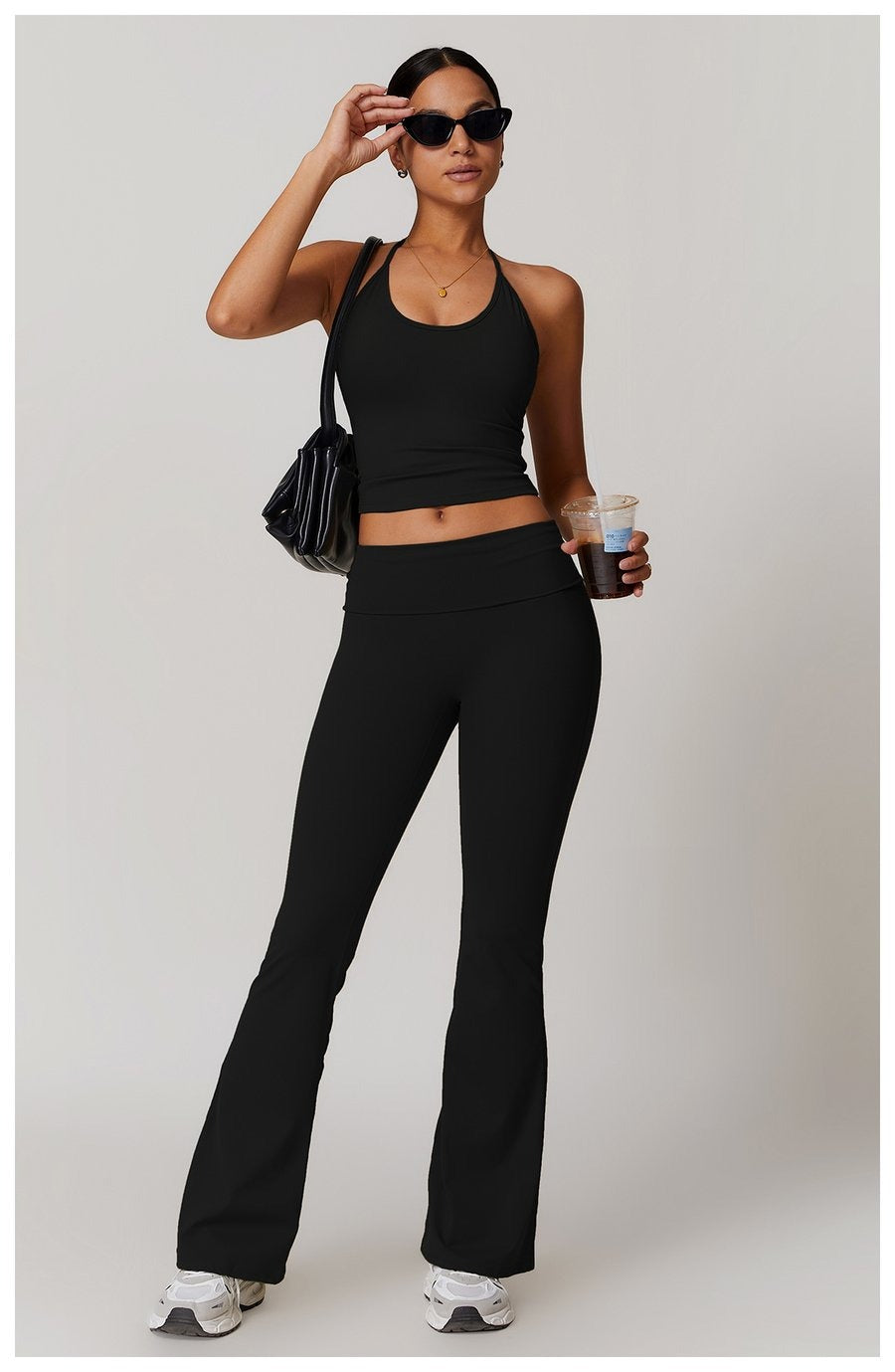 BREEHER Folded Waist Seamless Quick Drying Hip Lifting Leggings