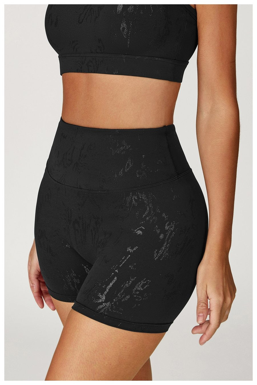 Gold Foil High Waist Nude Yoga Shorts