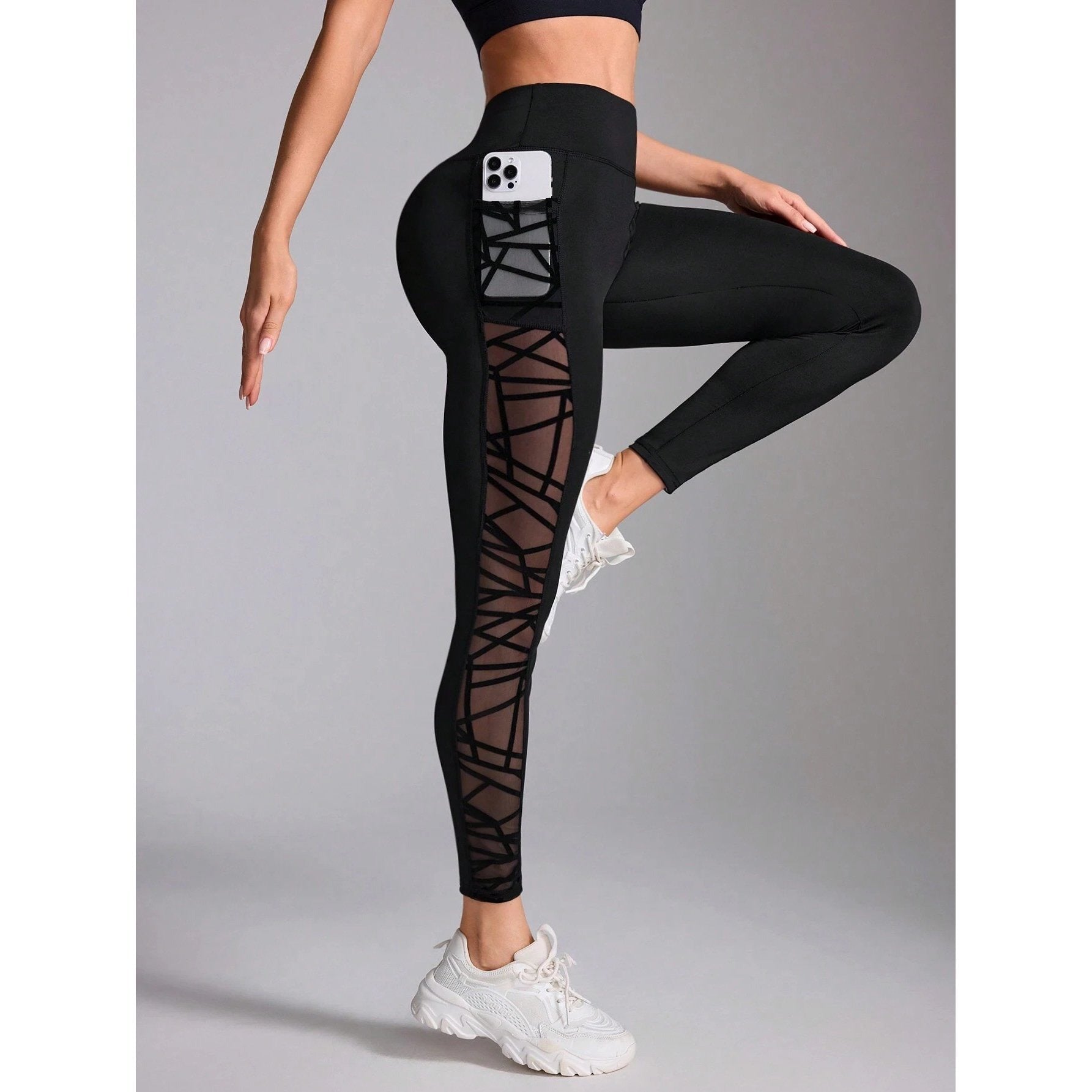 Female Mesh Splice Yoga Leggings