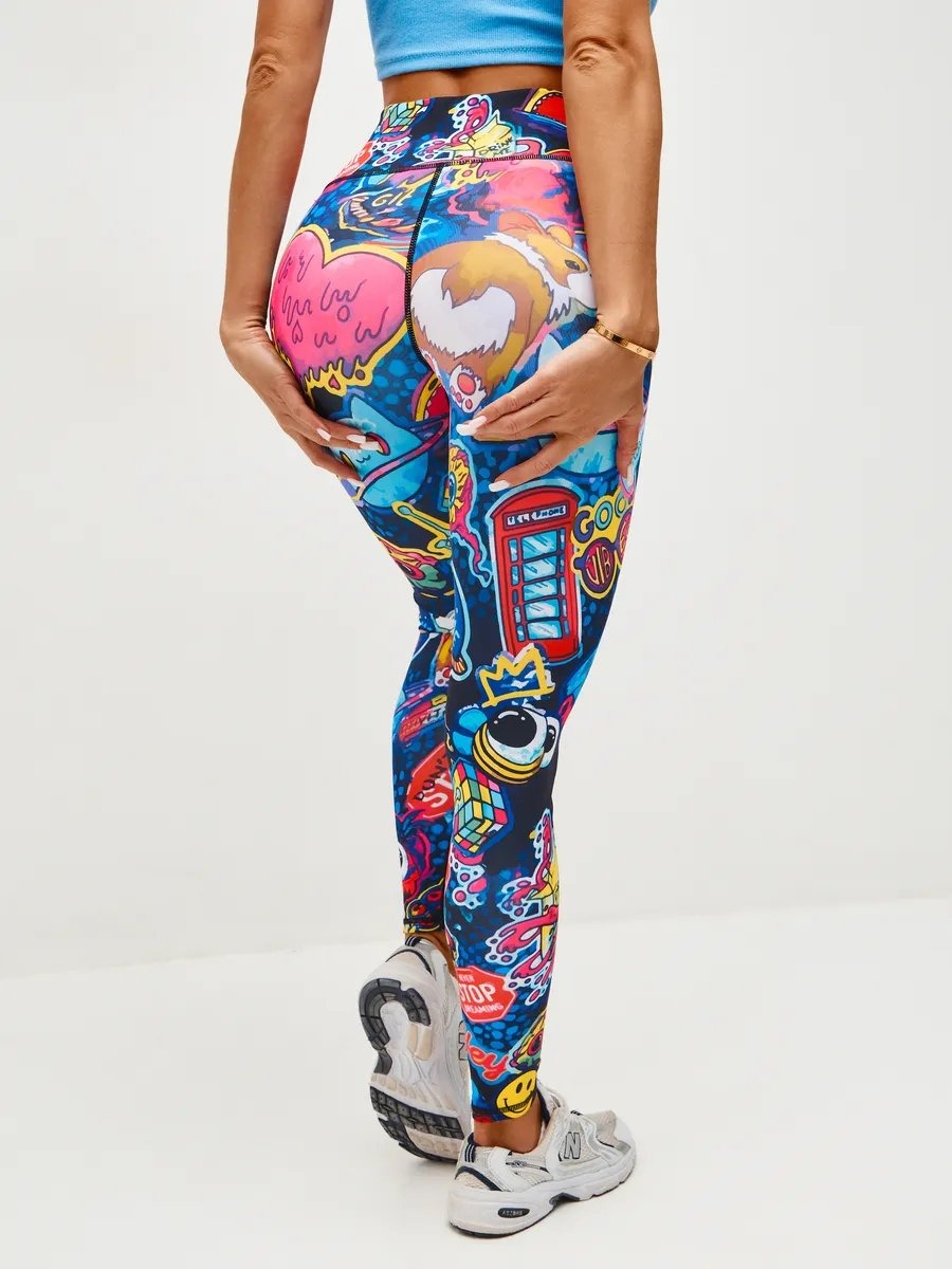 BREEHER High Waisted Printed Butt Lifting Fitness Leggings