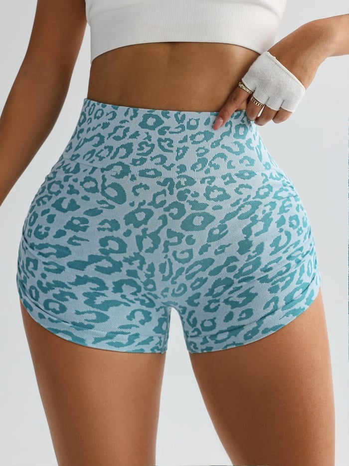 Female Leopard Print Seamless Booty Shorts