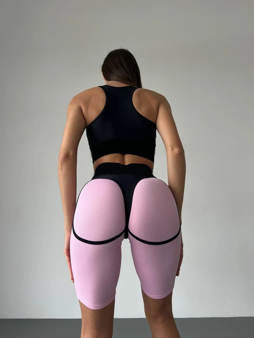 Super Nuts "Flamingo Relief" Stitching Hip Lifting Yoga Cycling Shorts