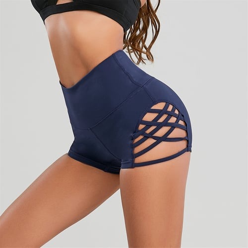 BREEHER Women Side Cross Hollow Sexy Fitness Shorts