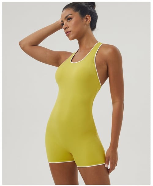 Contrast Color Backless Sports Hip-lifting One-piece Yoga Jumpsuit