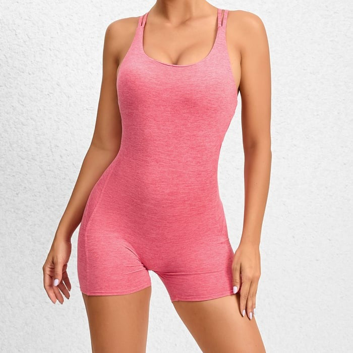 BREEHER Cross Straps Highly Elastic Shorts Jumpsuit