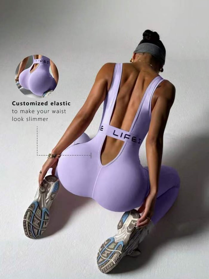 Hollow Out Backless Scrunch Bum Jumpsuit
