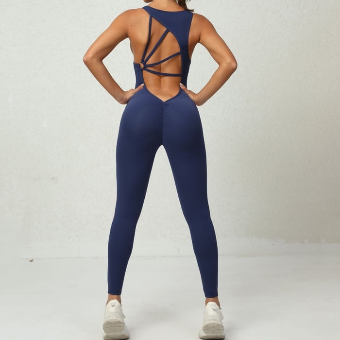 BREEHER Women Backless Sports Yoga Quick-drying Fitness Jumpsuit