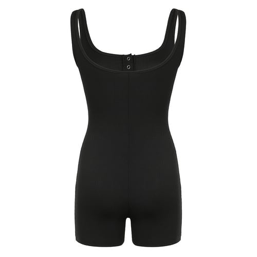 Sexy Square Neck Solid Color Button-Up Jumpsuit