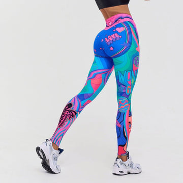 BREEHER High Waisted Printed Butt Lifting Fitness Leggings