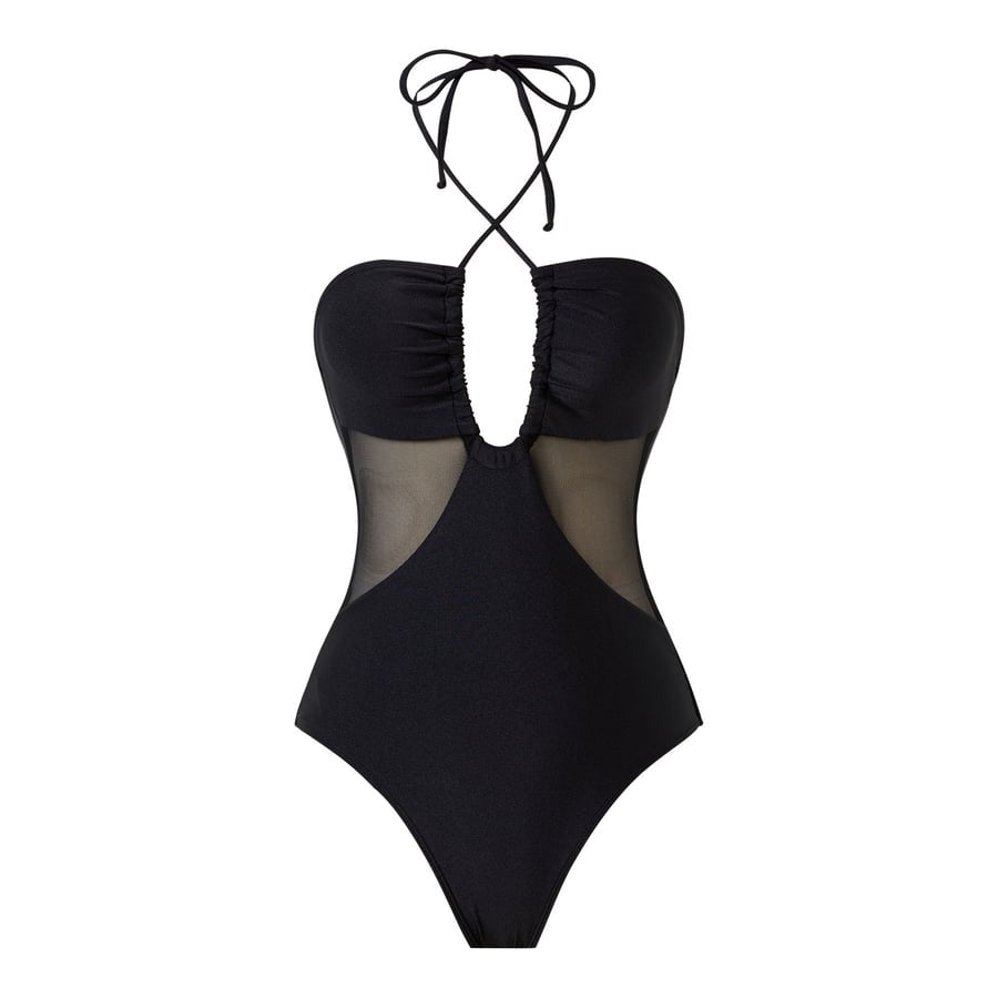 Sexy Mesh Splice One Piece Swimsuit