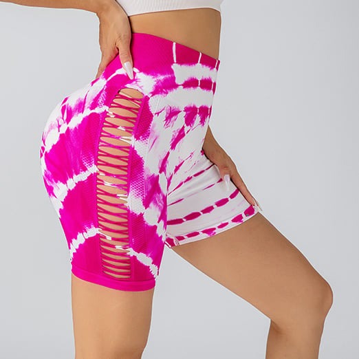 Hollow Gradient Color Hip-Lifting Yoga Shorts