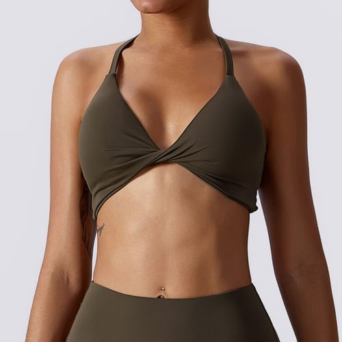BREEHER Twisted Knotted Backless Seamless Sports Bras