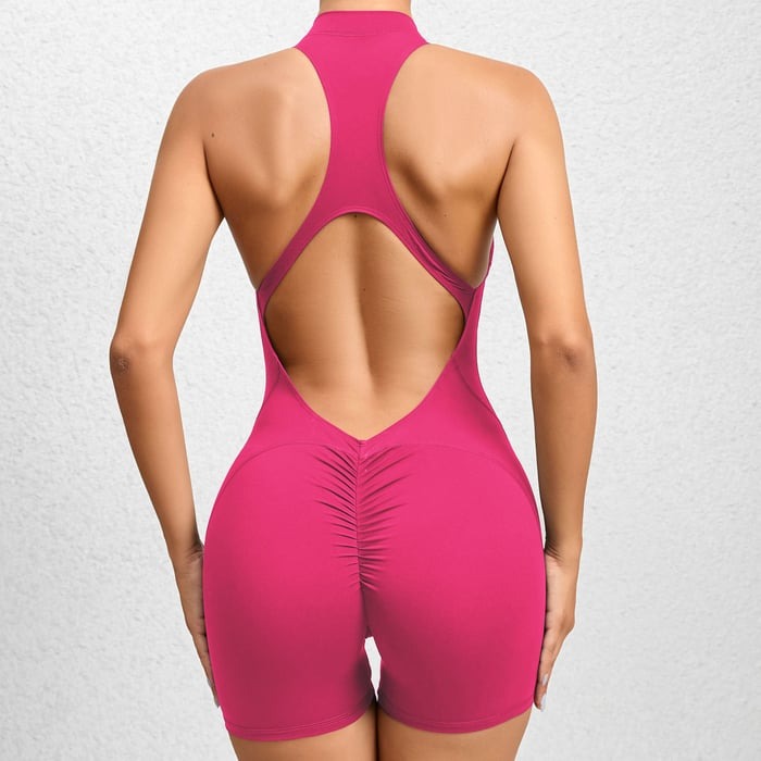 BREEHER Women's Zipper Sports Quick-drying Fitness Jumpsuit