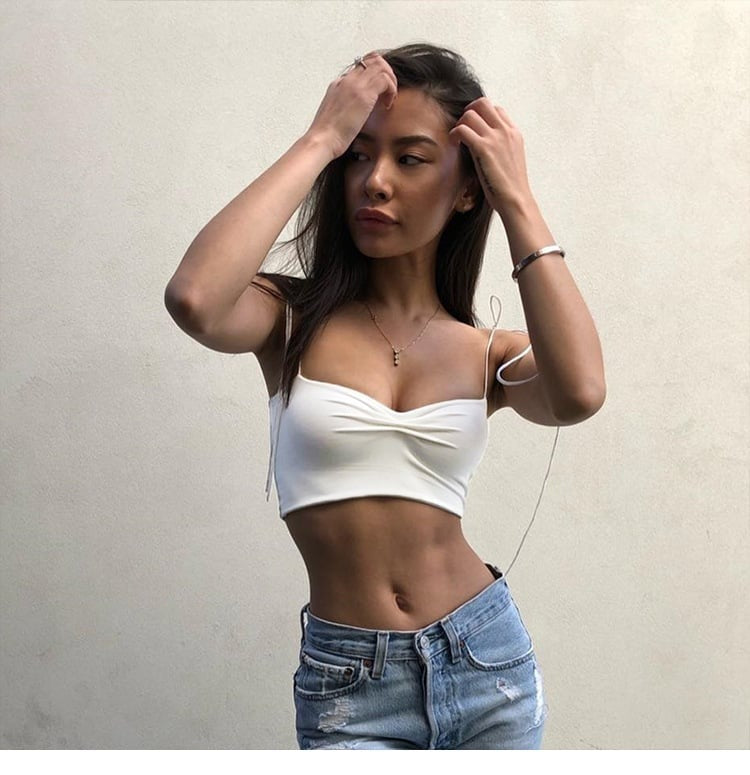 Sexy Suspender Pleated Cropped Top