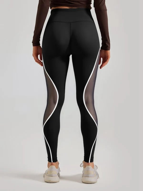Female Super Sexy Mesh Contrasting Colors Hip-lift Leggings