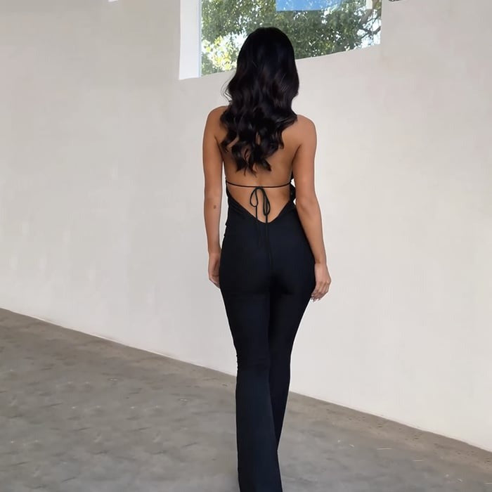 Sexy Suspender Deep V-neck Strappy Hollow Jumpsuit