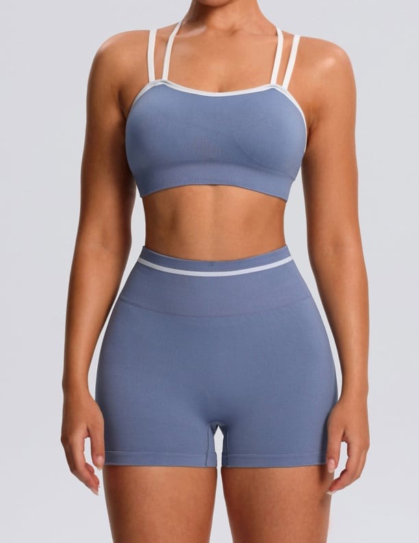 Cross Backless Suspender Bra Shorts Yoga Set