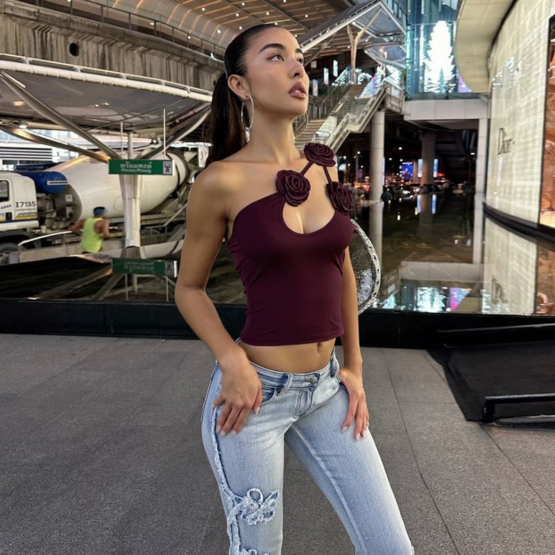 Sexy Backless Off-shoulder Floral Vest Top