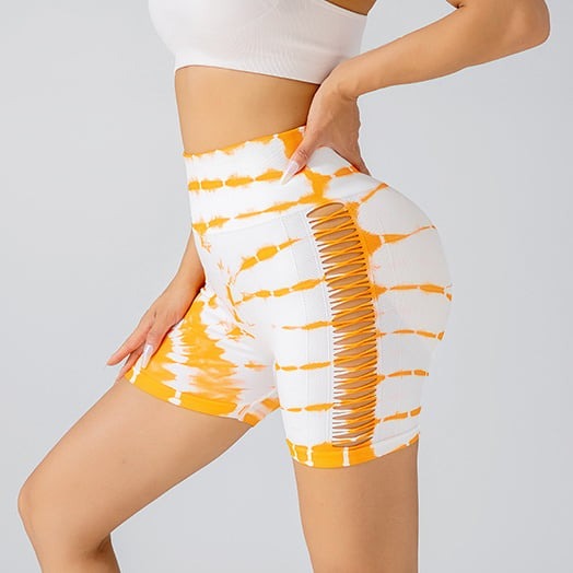 Hollow Gradient Color Hip-Lifting Yoga Shorts