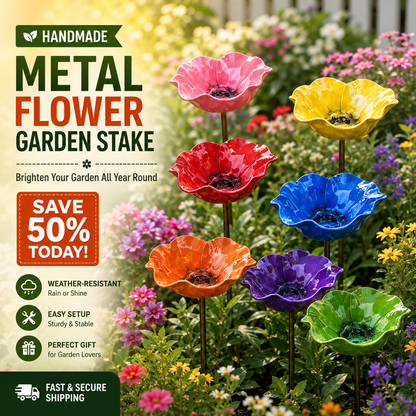 🔥Last Day 55% OFF 🔥 Colorful Metal Flower Stake for Birds, Bees & Butterflies