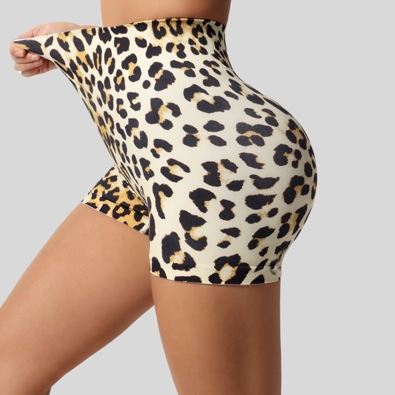 BREEHER Leopard Print Seamless Yoga Shorts