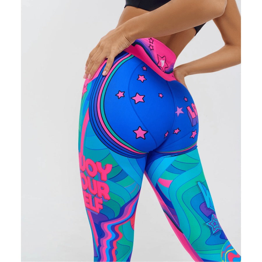 BREEHER High Waisted Printed Butt Lifting Fitness Leggings