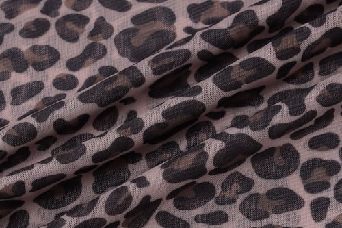 Sexy Leopard Print Mesh See-Through Long Sleeve T-Shirt Top