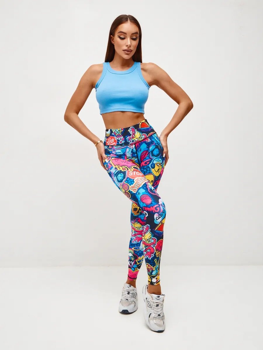 BREEHER High Waisted Printed Butt Lifting Fitness Leggings