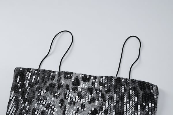 Sexy Leopard Print Sequin Suspenders Top