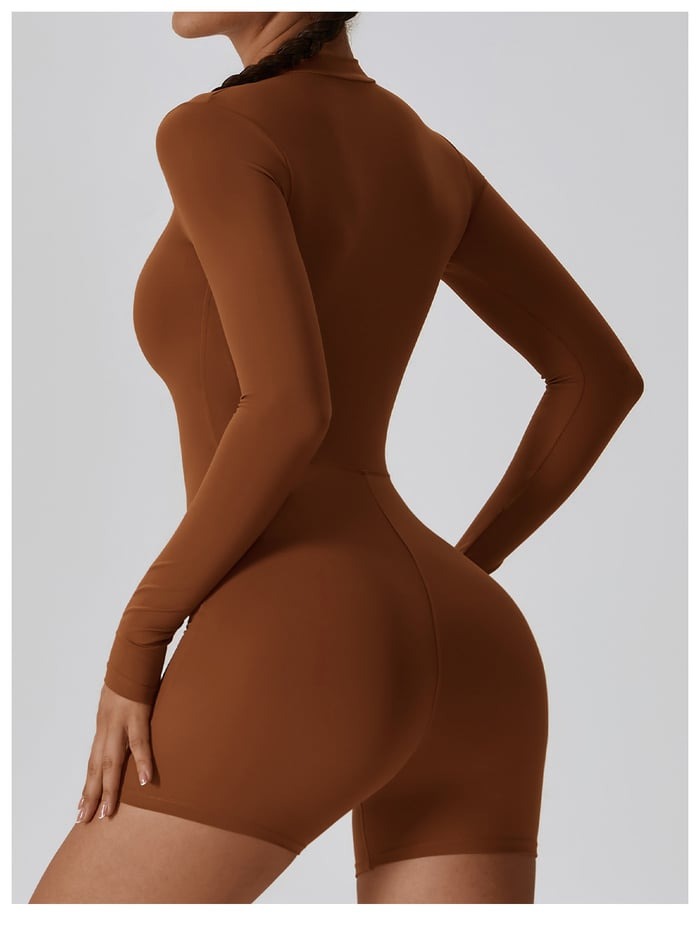 BREEHER Upright Collar Zipper Highly Elastic Jumpsuit